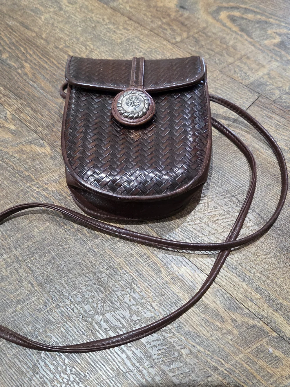 Classic Brown Woven Crossbody Bag